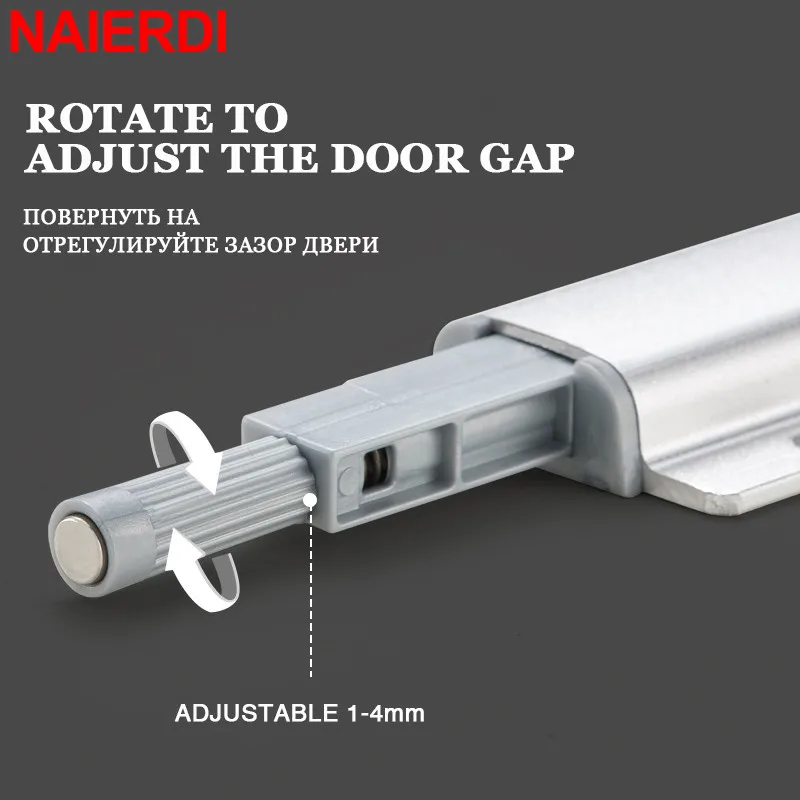 NAIERDI 10PCS Aluminum Alloy Cabinet Catches Push to Open Hidden Cabinet Handle Magnet Push Latches for Cabinets Door Hardware