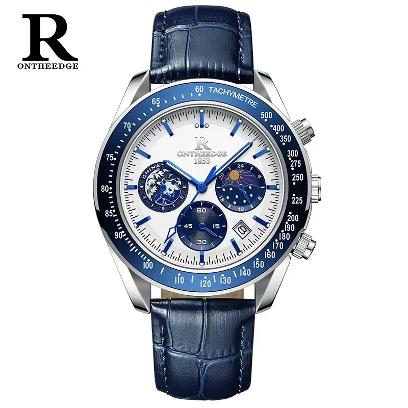 Top Brand Men's Business Wristwatch Panda Waterproof Luminous Date Week Watches Stainless Steel Quartz Men's Watch Male Reloj