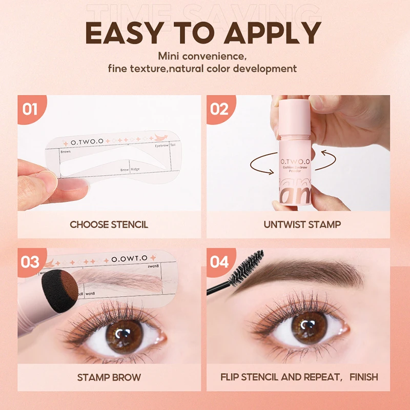 Eyebrow Powder - Air Cushion Eyebrow Powder Set, waterproof, natural, no smudge, superb, black and brown 4