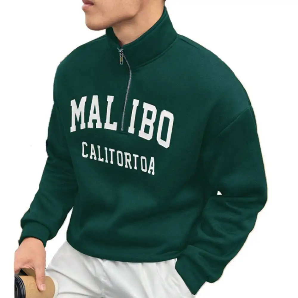 Mens Stand Collar Sweatshirts Tracksuit Half zipper Jersey Coats Male Casual Sportswear Print Letter Tops Pullover Loose Clothes