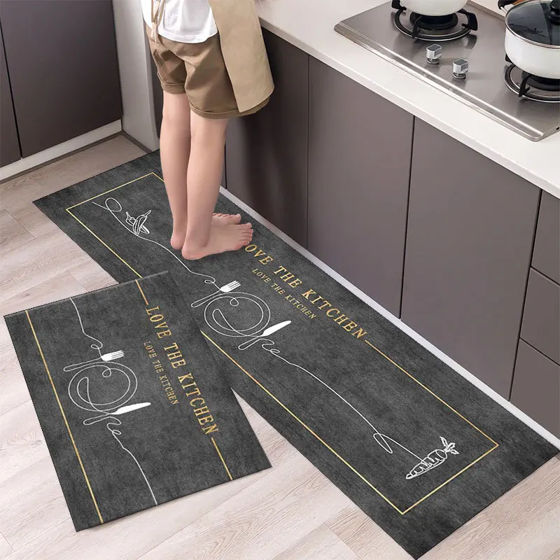 thumbnail image 1 of Alfombra de cocina antideslizante moderna para el hogar, alfombra suave de dibujos animados simple a la moda, alfombra de baño de tira larga, felpudo de entrada lavable y duradero, 1 of 5
