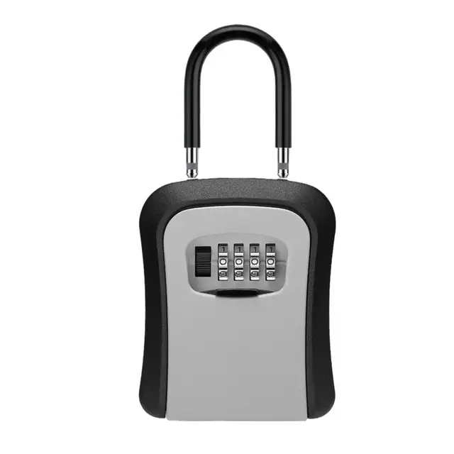 4-digit Key Lock Box Portable Combination Lockbox Wall-Mounted Key Storage Box Resettable Code Safe Security Lock Box for Home 3