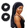 3PCS/LOT Elastic Wide Edge Long Satin Bonnet Sleep Hats Wrap Night Cap Care Women Extra Large For Natural Curly Loose Hair 1