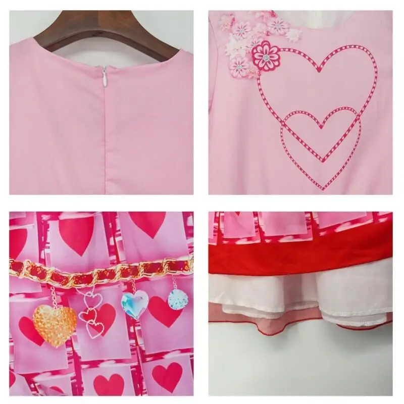 thumbnail image 5 of Película "El ascenso del rojo" (2024), ropa para niñas, vestido de princesa rosa de dos pisos, disfraz de cosplay rojo de D-Descendants 4 para Halloween, 5 of 6