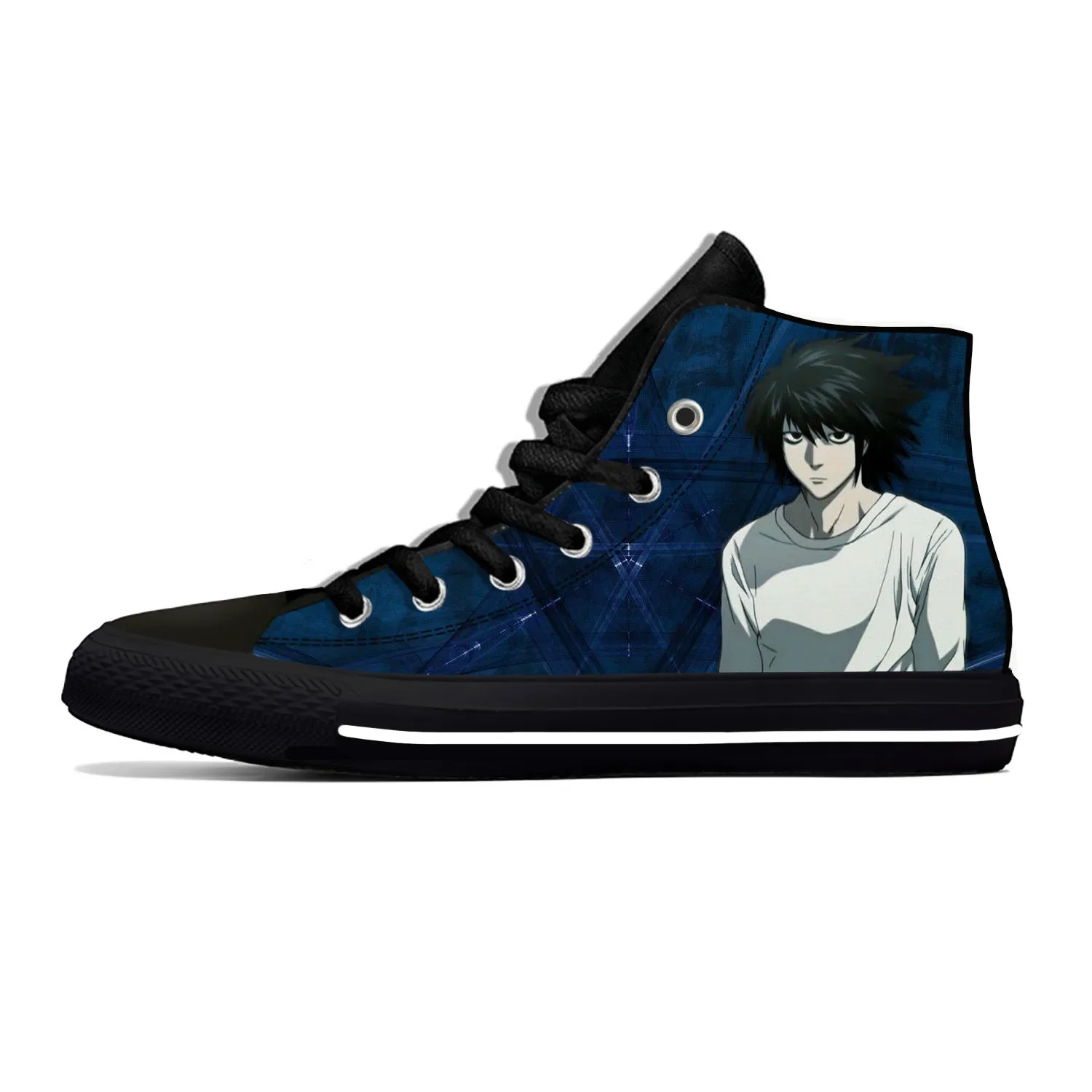 Japanese Anime Manga Cartoon Death Note L Lawliet Casual Cloth Shoes High Top Lightweight Breathable 3D Print Men Women Sneakers