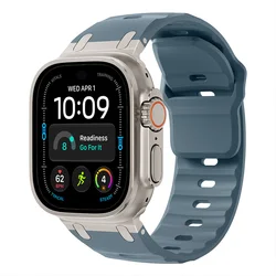 Sport Silicone Strap with Stainless Steel Clasp for 44 45 46 49mm (Ocean blue)