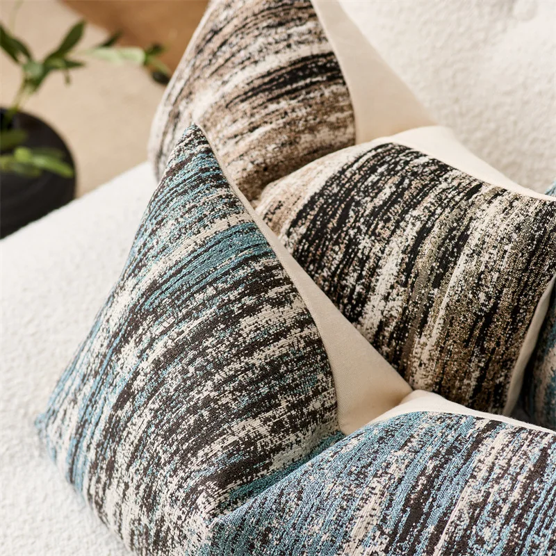 Jacquard Cushion Covers Chenille Striped Pillow Case Couch Home Textured Bed Pillowcases Accent Pillows Couch Home Decorative