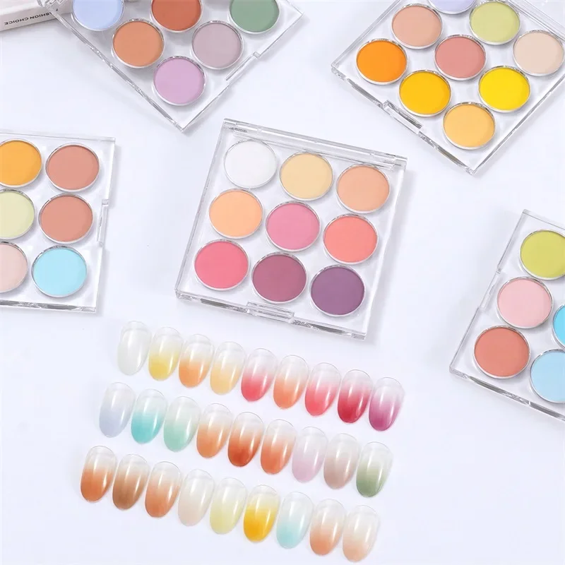 9 in 1 Case Solid Powder Gradient Powder Nail Glitter Nail Art Decor Manicure Design Pigment Dust