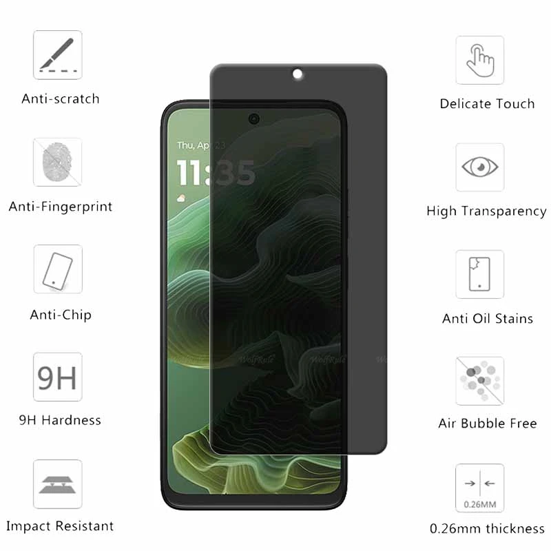 Pack of Tempered Glass HD Privacy Screen Protectors with Anti-Spy and 9H Hardness