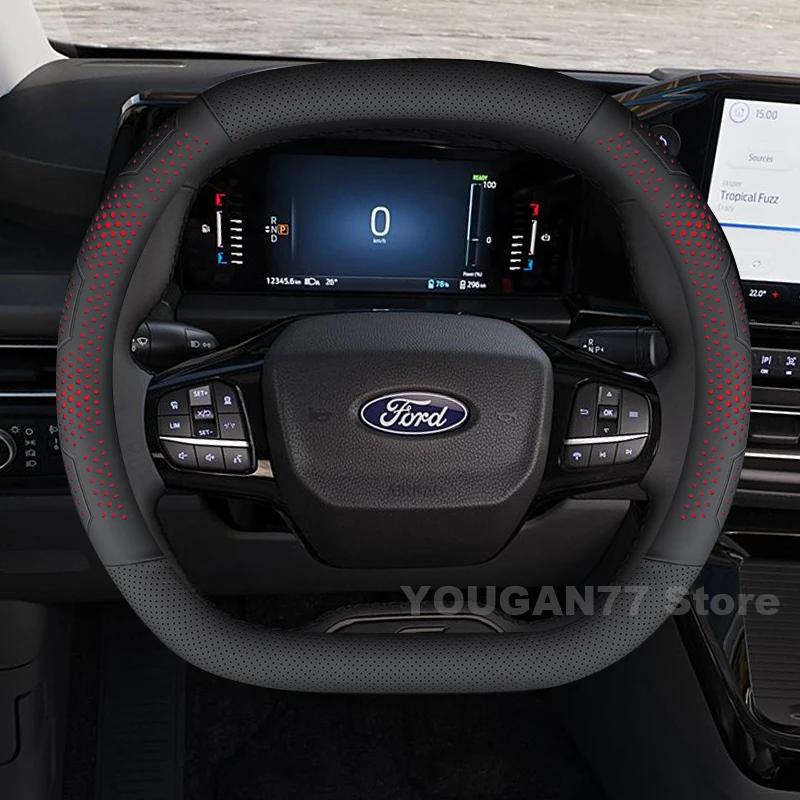 Leather Car Steering Wheel Cover For Ford Tourneo Custom Active 2022-2025 Auto interior Ford Tourneo Custom Accessories 2025 1 Leather Car Steering Wheel Cover For Ford Tourneo Custom Active 2022-2025 Auto interior Ford Tourneo Custom Accessories 2025 1