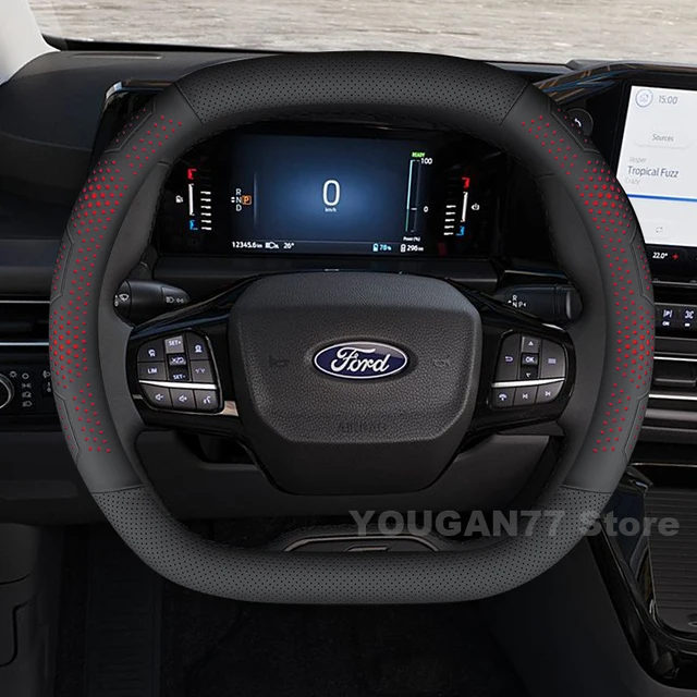 Leather Car Steering Wheel Cover For Ford Tourneo Custom Active 2022-2025 Auto interior Ford Tourneo Custom Accessories 2025 1