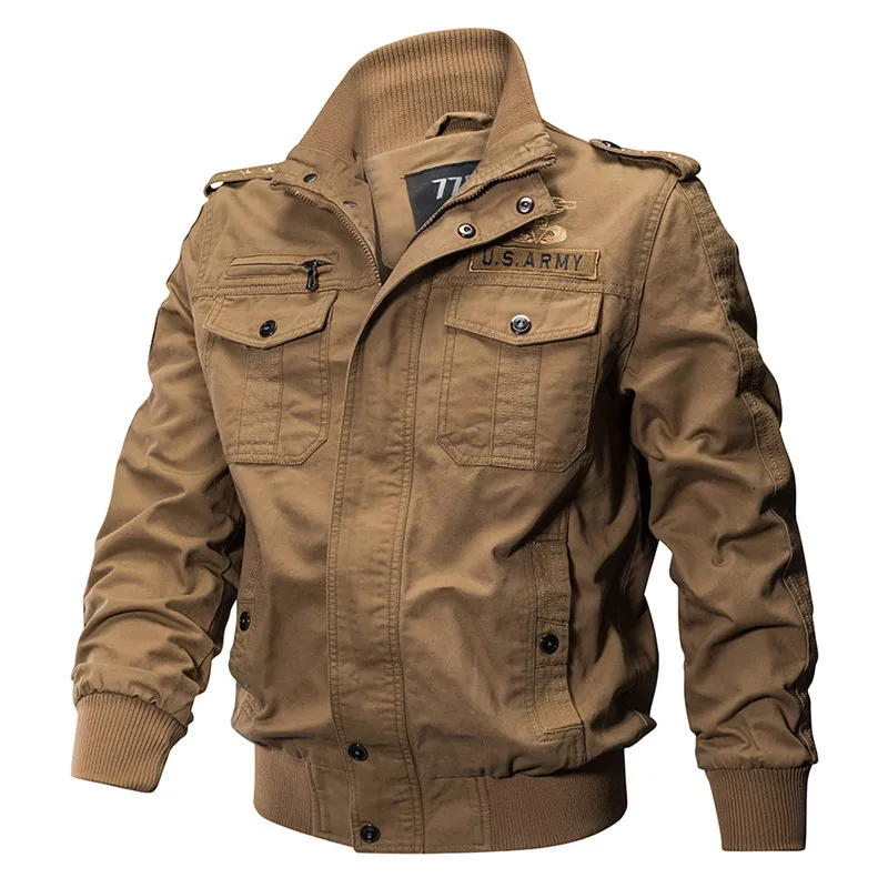 Plus Size  Bomber Jacket Men Spring Autumn Casual Multi-pocket Pilot Jackets Male Army Cargo Flight Mens Jackets M-6XL