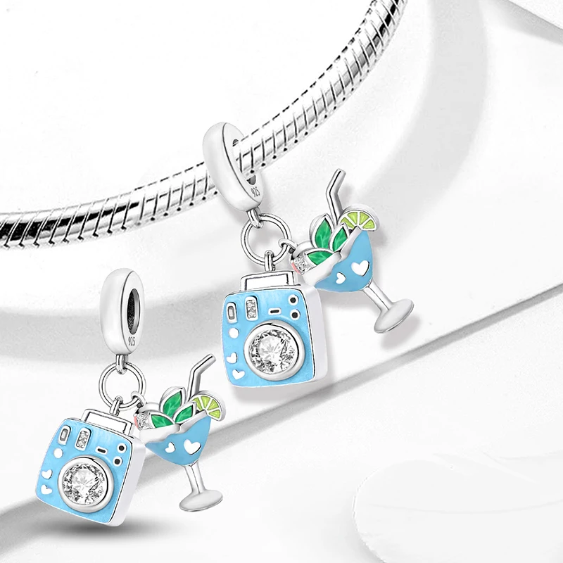 Shecharms 925 Sterling Silber Sommer-Kamera-Bier-Zitronen-Stadt-Freizeit-Charms-Perlen für DIY-Armbänder – Hochwertiger Edelschmuck – Detail 10