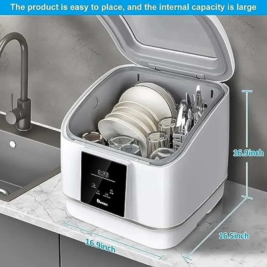 Portable Countertop Dishwasher, IAGREEA Compact Mini Dishwasher With 7 Washing Programs, Auto Water Injection, Anti-Leakage
