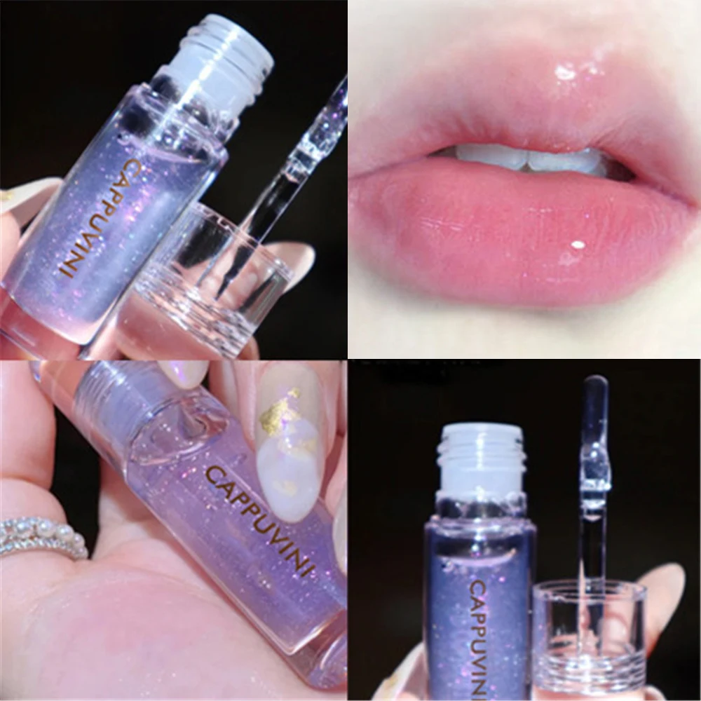 1 Pcs Transparent Crystal Jelly Lip Gloss Shiny Mirror Moisturizing Lip