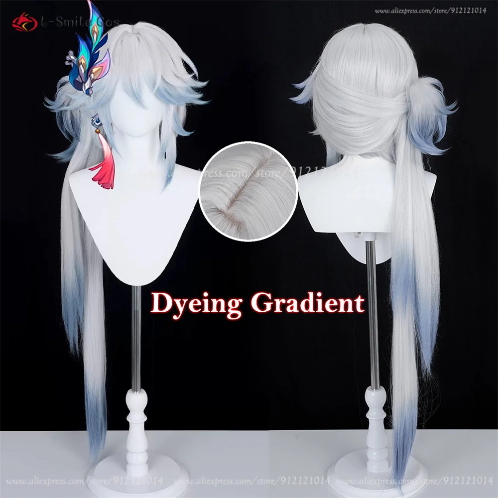 Yaoguang Cosplay Perücke 100cm Grau-Blau Hitzeresistent Synthetik Halloween 2
