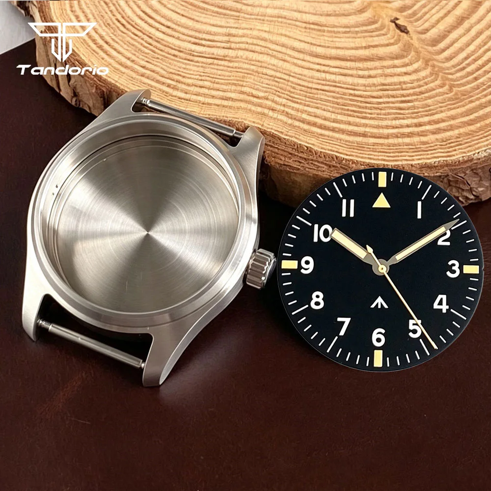 Elegant Steel Pilot Watch Case with Blue/Black Dial and Sapphire Glass