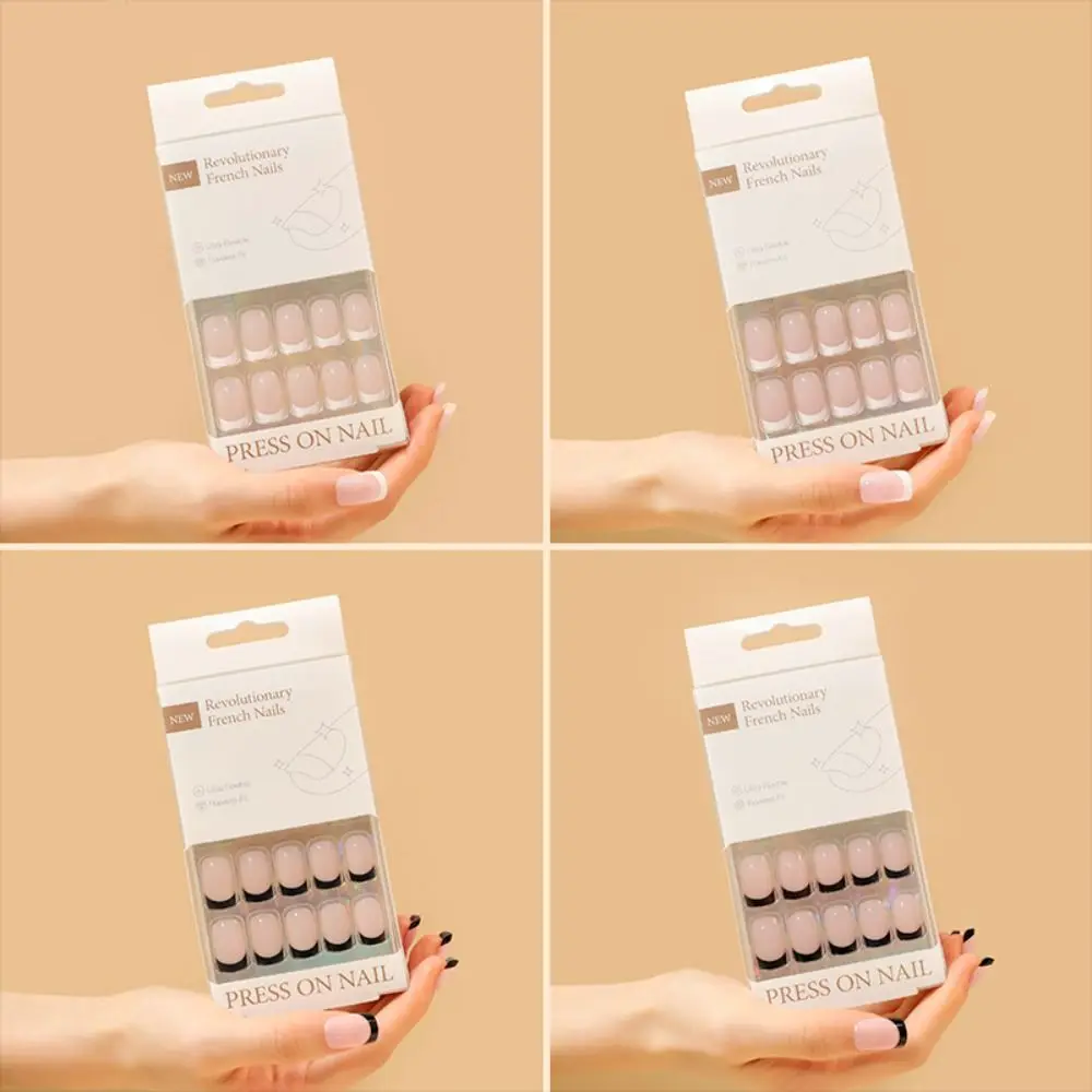 

Длинные квадратные накладные ногти для маникюра классические накладные ногти широкой формы съемный французский пресс для ногтей для женщин