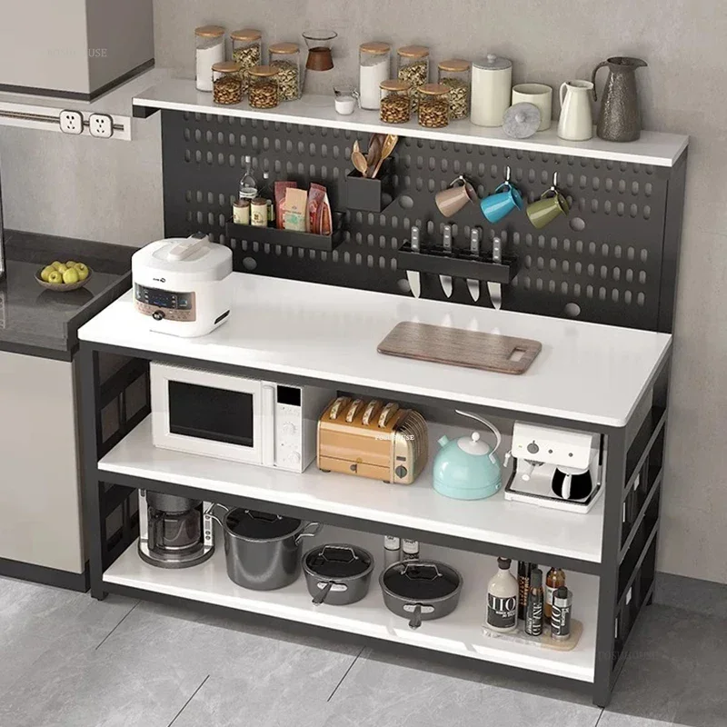 Modern Creative Kitchen Cabinets with Perforated Board Multifunctional Food Preparation Table Integrated Kitchen Storage Cabinet 4