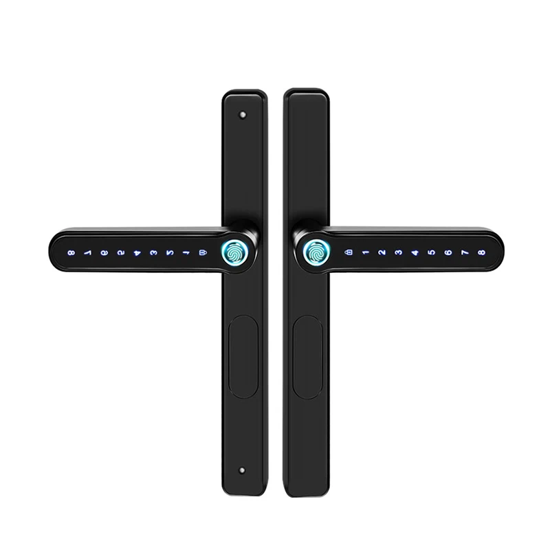 Slim Thin Frame Door Lock Sliding Smart Patio Door Handle With Fingerprint Password IC Card Keypad Digital Key APP Remote Lock