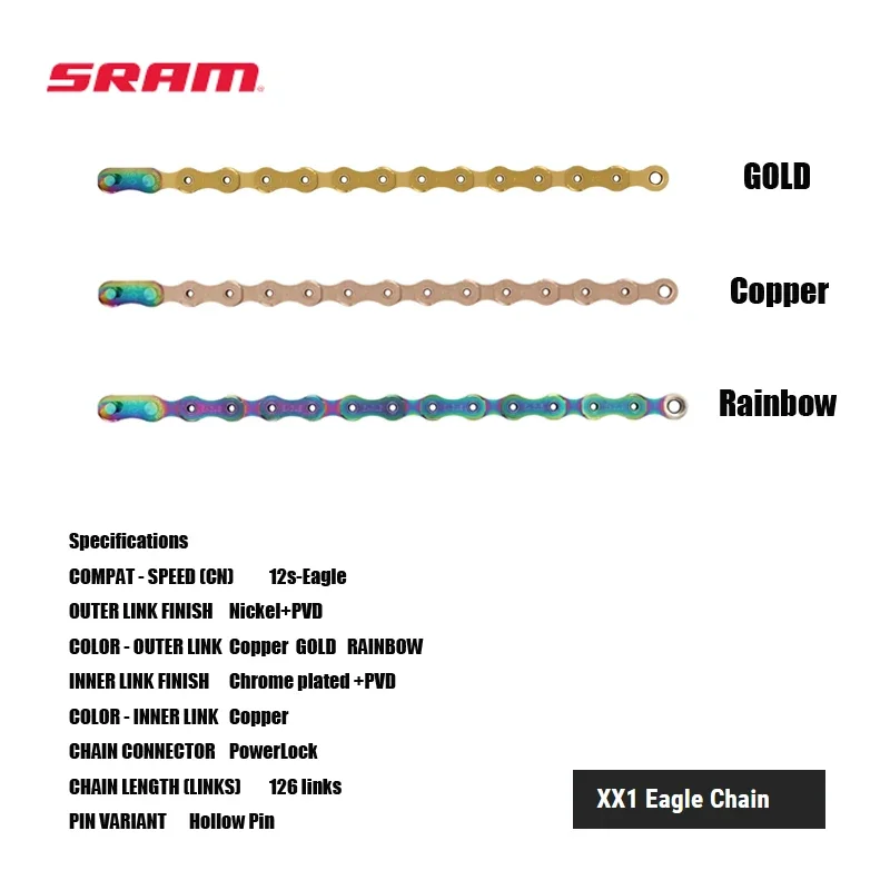 

SRAM XX1 цепочка с орлом GOLD 12s-Eagle 126 звеньев, передовая конструкция и технология цепи, аксессуары для горных и дорожных велосипедов