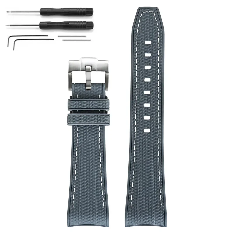 Curved End Silicone Waterproof Watch Band Strap, 22mm