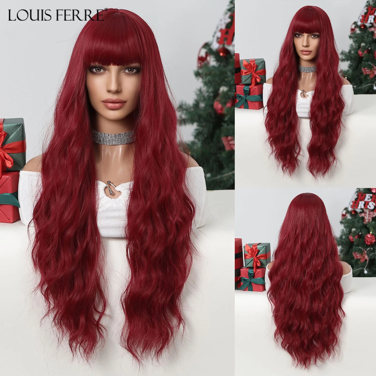 LOUISFERREWineRedCosplayHairLongWavySyntheticWigsforWomen28