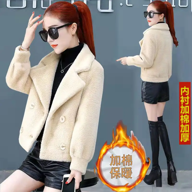 Spring Autumn Imitate Mink Velvet Short Wool Women's Coat New Popularity Imitate Golden Mink Velvet Hair Woolen Overcoat Women