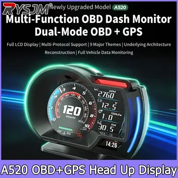 A520 OBD+GPS HUD Velocímetro, Temperatura del Agua, RPM, Nivel de Combustible, Pantalla Digital Head-Up, Medidor Inteligente, Advertencia de Velocidad, Herramienta de Diagnóstico para Automóvil 1