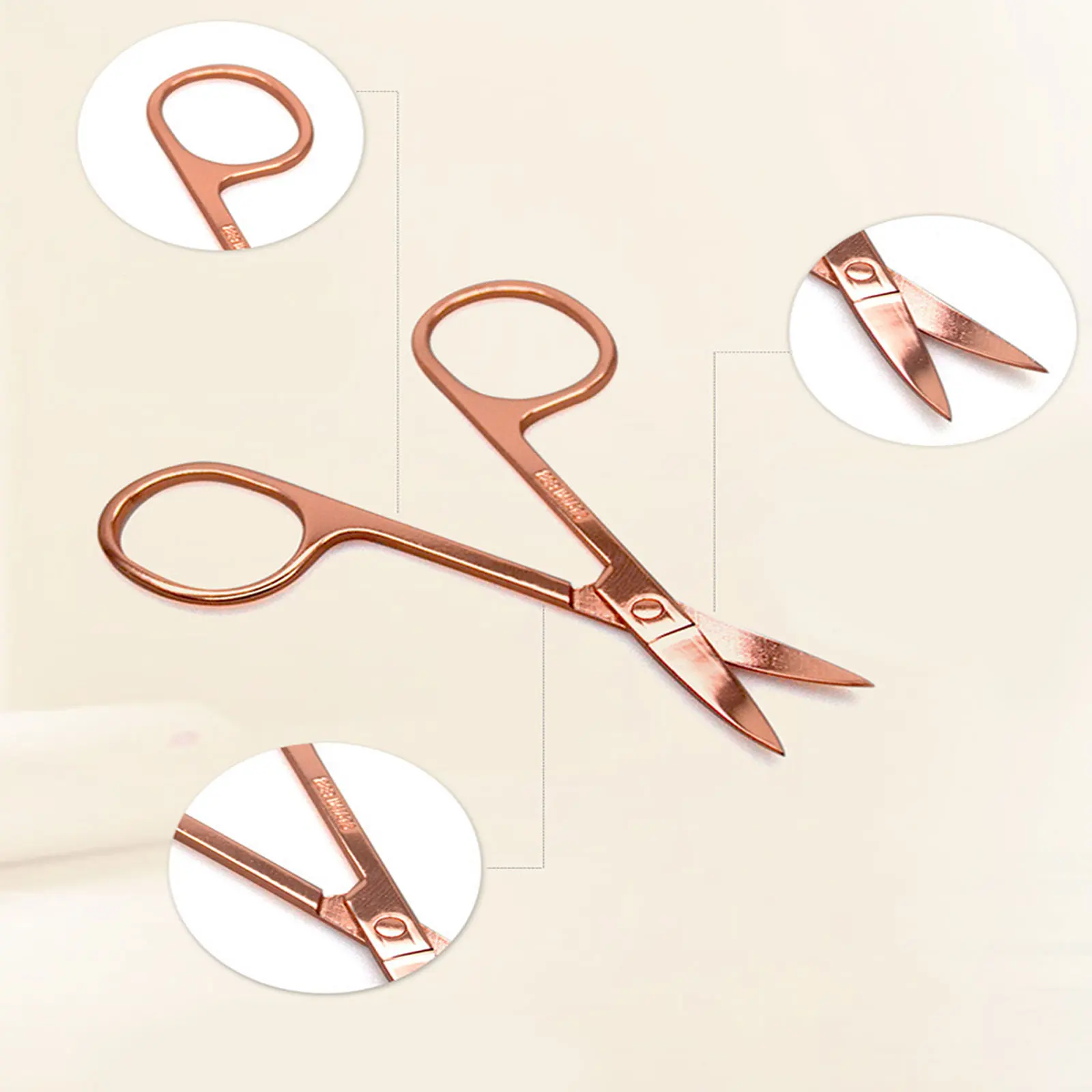 1Pcs stainless steel Eyebrow Scissor Electroplated Rose Gold Mini scissors Makeup Eyelash Trimmer Facial Beauty Scissors 3