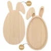 Wooden Pallets Rabbit Ears Egg Tray Child Platter Easter Food Trays Bunny Serving 4