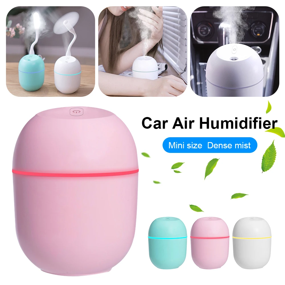 1Pc USB Portable Air Humidifier 220ml Essential Oil Diffuser Auto Shutoff LED Light Home Car Mist Maker Face Steamer