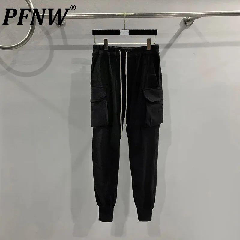 

PFNW Men's Darkwear RO Style Casual Pants Versatile Workwear Pocket Slim Fit Overalls High Street Cotton Autumn Trousers 12Z5059