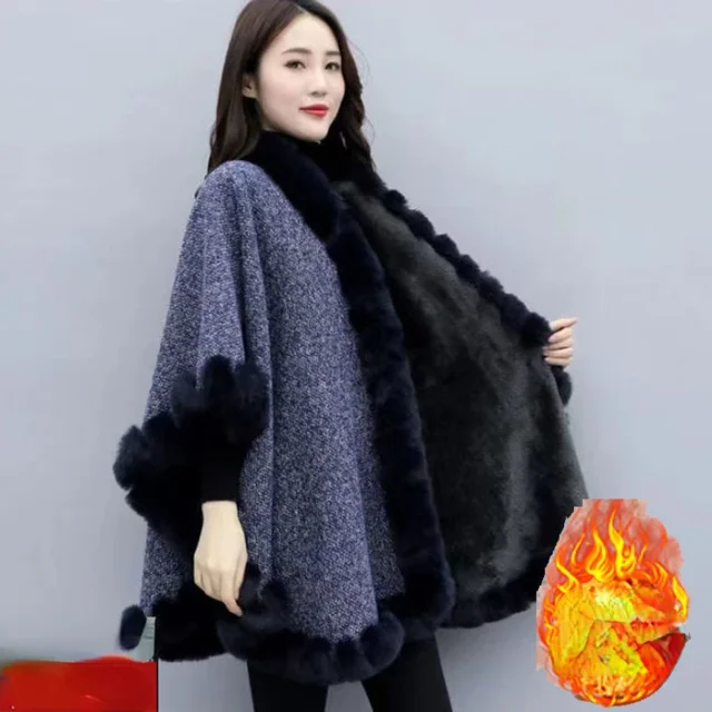 sheller FOX fur cape coat BLACK Fashion Sleeveless Fur Coat Cape