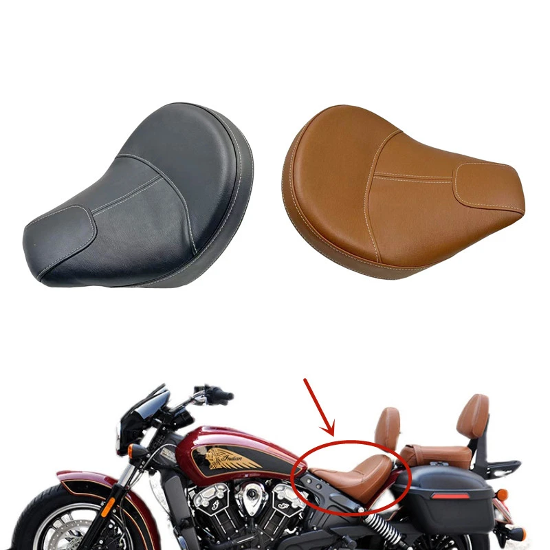 thumbnail image 2 of Solo Rear Passenger Seat For Indian Scout & Scout Sixty (2015-2022) – Brown Leather Pillion Pad 2 of 10