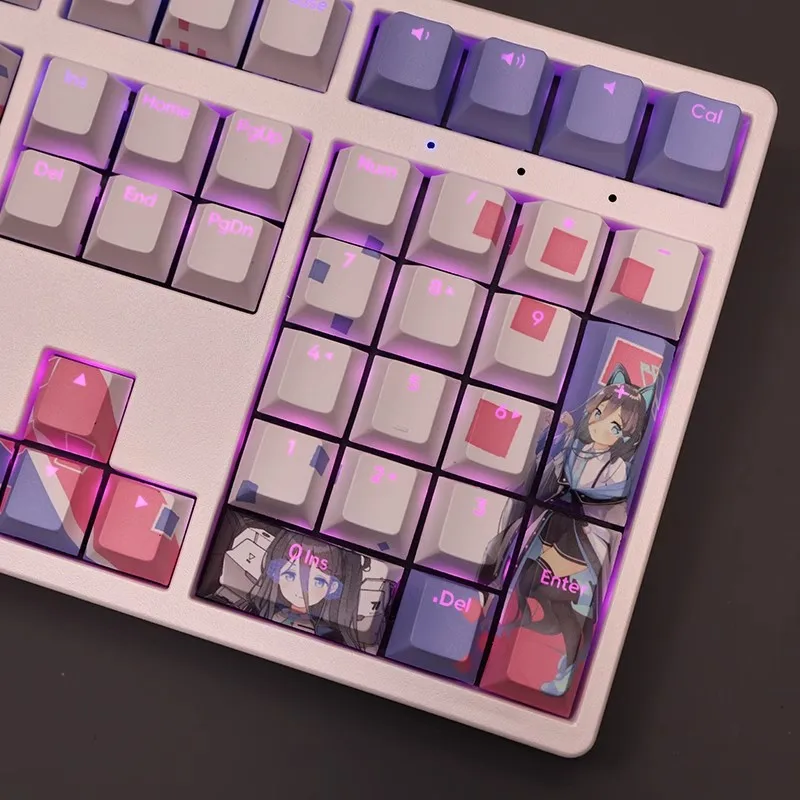 Backlit Anime Game Key Caps Arquivo Azul Elldou Arisu Pbt Tintura Subbed 61 87 104 108 Layout Perfil de Cereja Set - Imagem 6