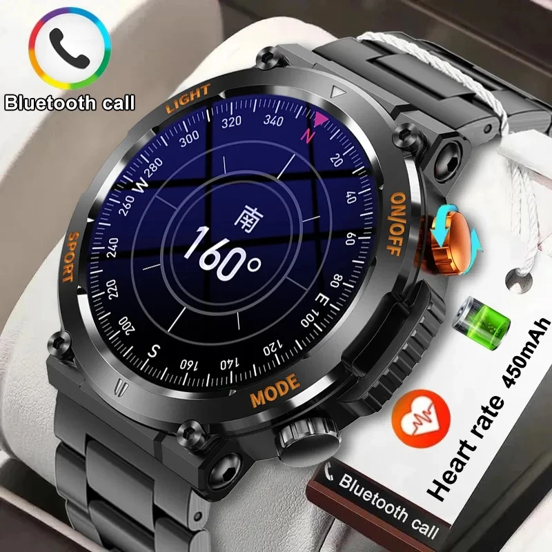 2023 New Outdoor Smart Watch Men Led Lights 1.46 Pollici Bussola Cardiofrequenzimetro Sleep Tracker Sport Fitness Smartwatch Per Uomo