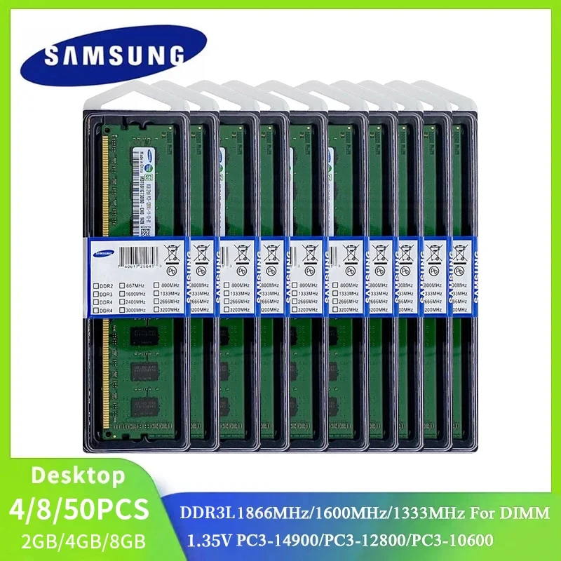 

Оперативная память SAMSUNG DDR3L DIMM, 4/8/50 шт., 1866/1600 МГц, 1333 в