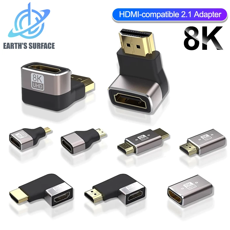 8K HDMI-Compatible 2.1 Cable Adapter 90 Degree Right Angle Elbow Connector Male to Female HDTV Extender For TV PS5 Xbox PC Laptop