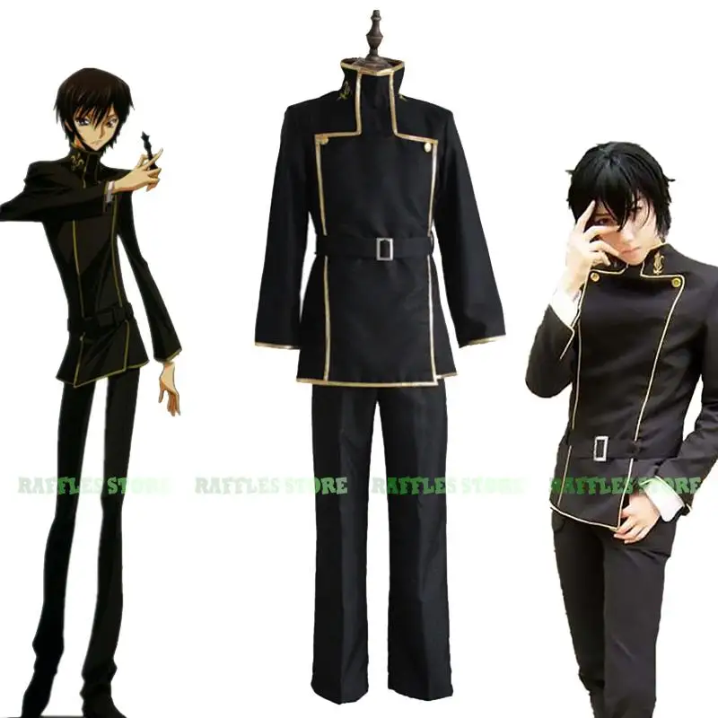 

Code Geass Zero Lelouch Cosplay Costume Wig Lamperouge Costume Lelouch of the Rebellion Black Suit Anime Cosplay Uniforms