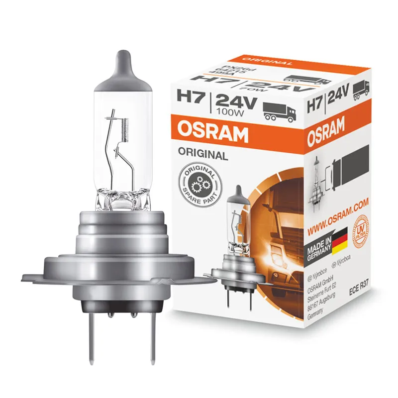 OSRAM Original Headlight Lamps 24V H7 10PCS 100W 62250 PX26d Trucks Bulbs Bus Low Beam High Beam Super Bright 3200K 2