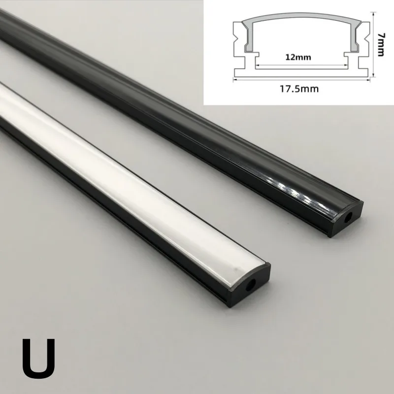 LED Aluminum Profile 2-30 Pieces/Pack Black Cover 0.5m/Piece U/V Shape Suitable For 8-12mm LED Light Strip Housing Channel led light led aluminum channel