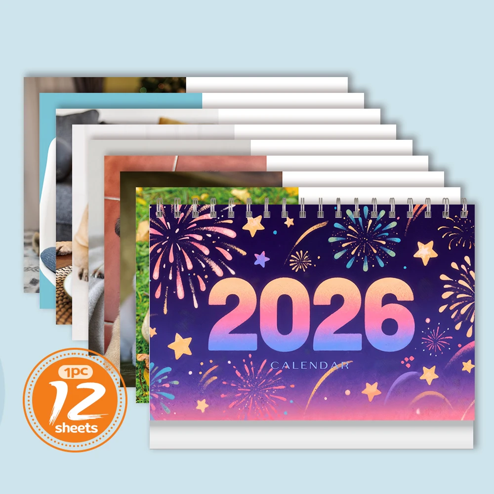 1개 맞춤 제작 가능 2026년 달력, 6장 사진 업로드 가능한 개인 맞춤형 책상 달력, 생일 크리스마스 새해 선물, 달력