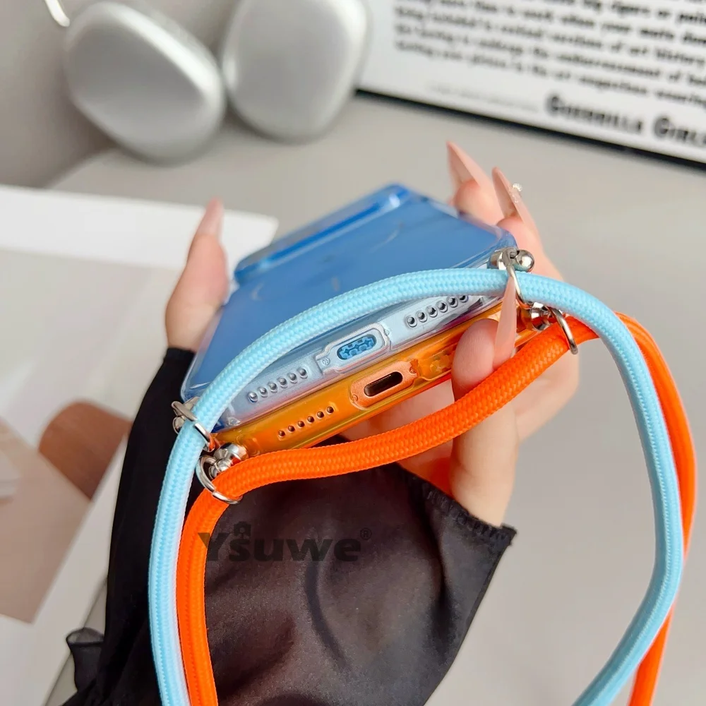 Crystal Clear Crossbody Necklace Lanyard Phone Case with Transparent Strap