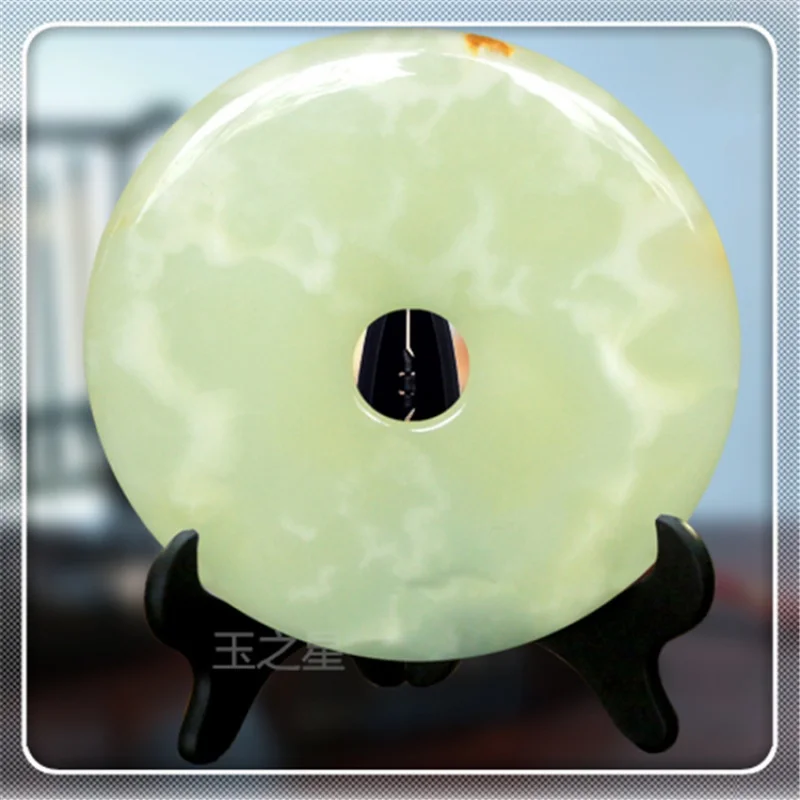 

Natural Jade Peace Buckle Jade Decoration Office Crafts Decorations Greenish White Jade Geomancy Decoration