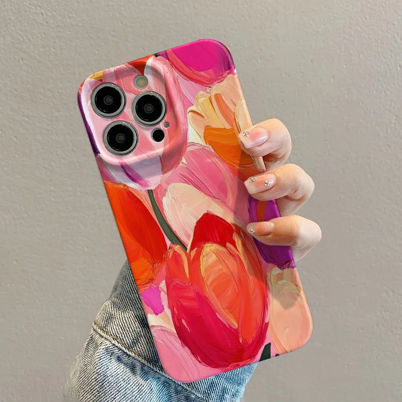 Oil Painting Tulip Flower Shockproof Hard Phone Case