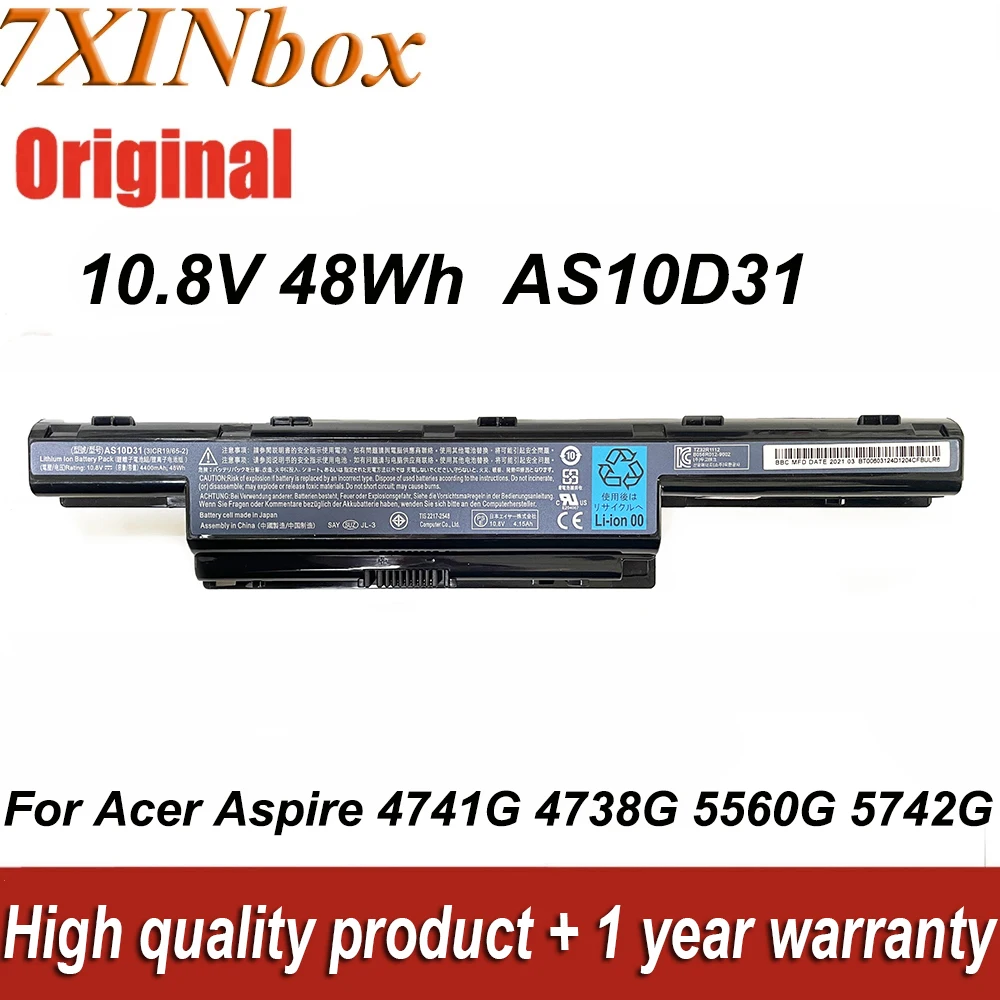 

Laptop Battery AS10D31 10.8V 48Wh For Acer Aspire 4741G 4738G 4743G 5560G 5742G 7750G 5733 5750 5741 7551 7560 Series 4400mAh