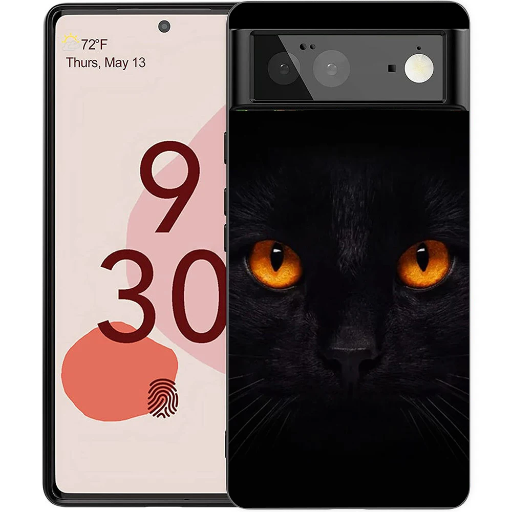 Black Cat Staring Eye Shockproof Silicone Phone Case Cover