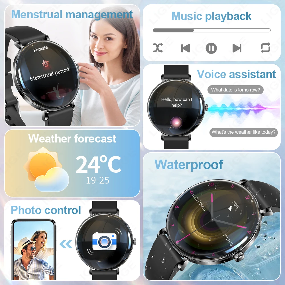 LIGE Ultra Thin Smart Watch 2025 For Women Answer Make Calls 1.43" AMOLED Waterproof Fitness Smartwatch Heart Rate Sleep Monitor