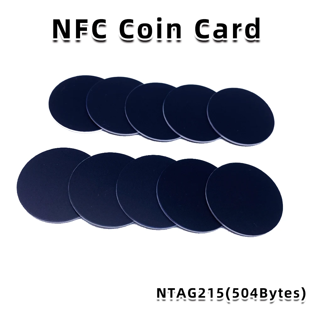 10/50/100pcs NFC RFID Tags Black Coin, 13.56MHz, Compatible with TagMo NFC 215, 25mm, 504 Bytes, NFC Personal Automation NFC215 3